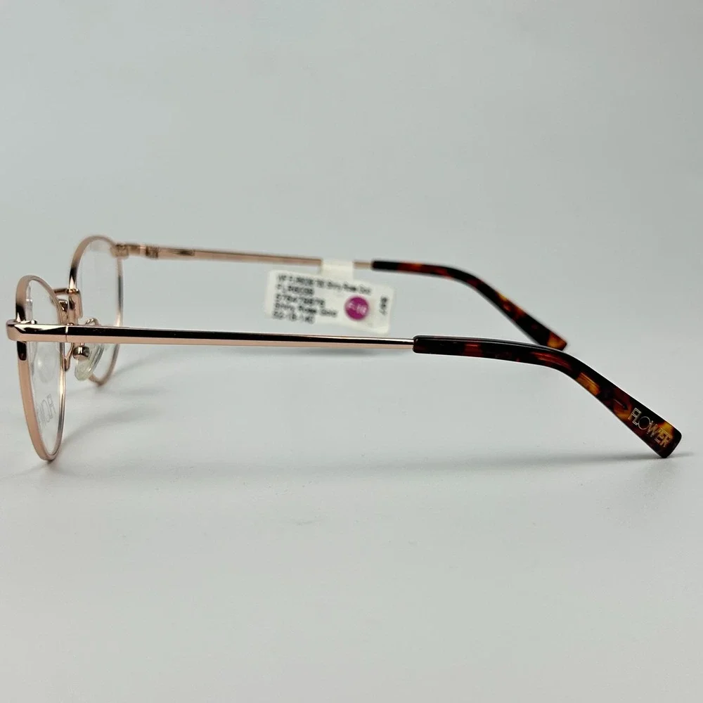 Flower FLR6039 Women's Eyeglasses Shiny Rose Gold Metal Full Rim 52-18-140 mm